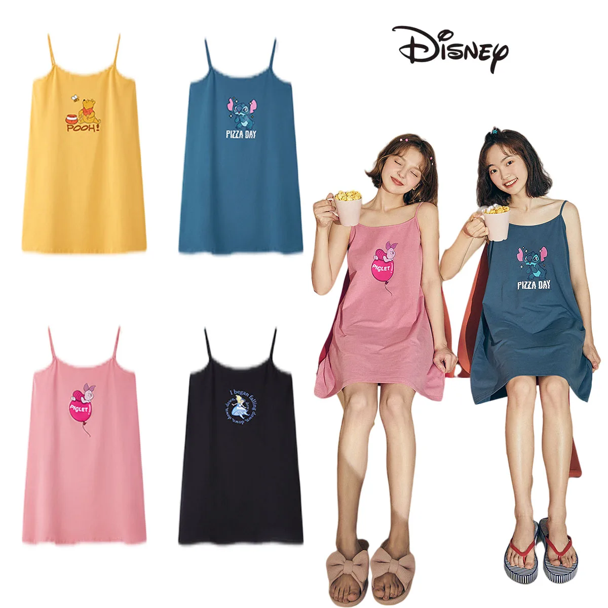 Kawaii Disney Series Pooh Bear Stitch Piglet Printed Loose Strap Pajamas Summer New Home Cute Cartoon Sexy Pajamas Skirt
Kawaii Disney Series Pooh Bear Stitch Piglet Printed Loose Strap Pajamas Summer New Home Cute Cartoon Sexy Pajamas Skirt