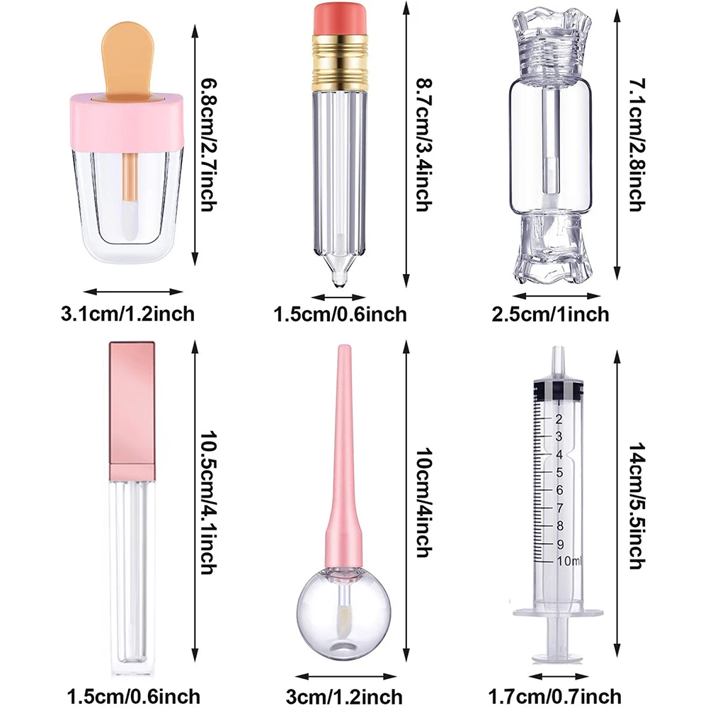 Набор инструментов для тюбиков блеска для губ в форме карандаша, мороженого, леденцов и конфеток из пластикового шприца для самостоятельного создания макияжа.
