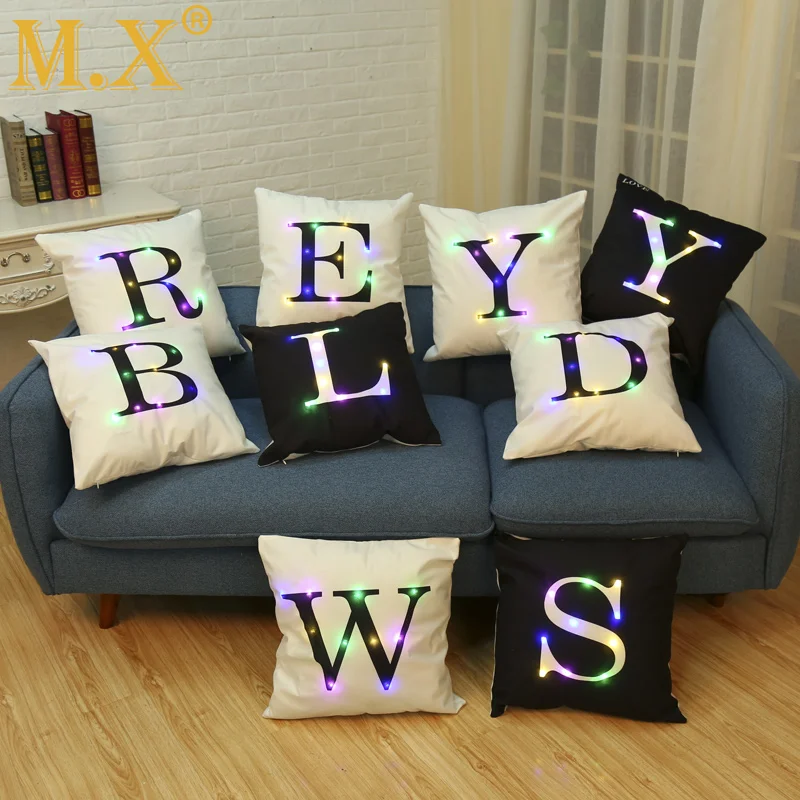 Mx Creative Led Lights Letter Pillow Case Glow Alphabet Cushion Cover for Home Sofa Car Decorative Pillowcases Washable 45x45cm
Mx Creative Led Lights Letter Pillow Case Glow Alphabet Cushion Cover for Home Sofa Car Decorative Pillowcases Washable 45x45cm