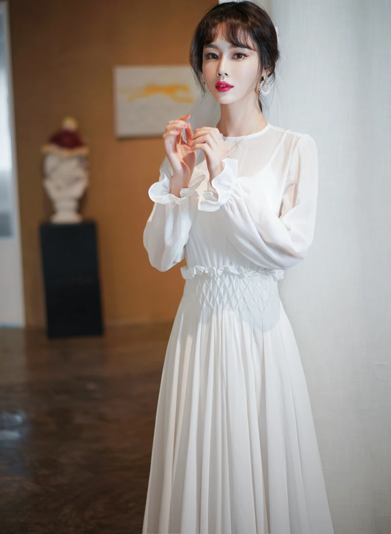 #4224 Gorgeous 2021 New Style Korea O Neck Long Sleeve Chiffon Tea Length Wedding Dress Bridal Gown
#4224 Gorgeous 2021 New Style Korea O Neck Long Sleeve Chiffon Tea Length Wedding Dress Bridal Gown
