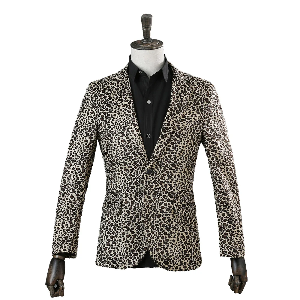 Leopard Suit Men's Tops Brushed and Straightened V-neck Slim Coat Stage Bar Performance Suit Wedding blazer
Leopard Suit Men's Tops Brushed and Straightened V-neck Slim Coat Stage Bar Performance Suit Wedding blazer