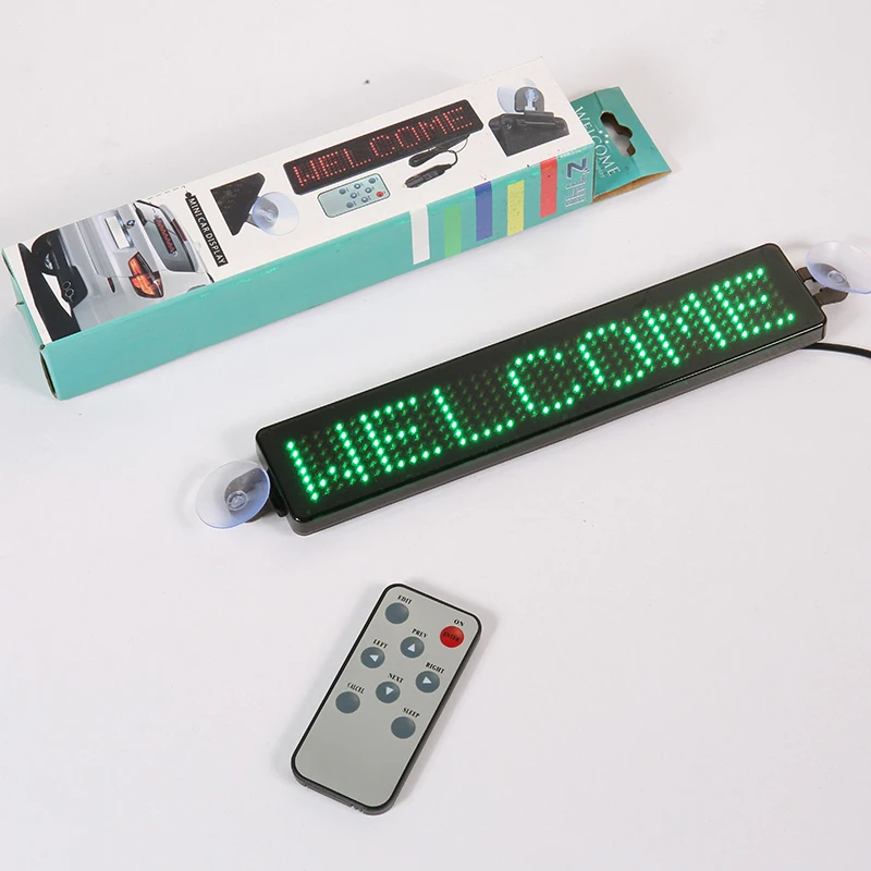 Programmable car LED display sign remote control 7*41 pixels scrolling message vehicle LED sign 23CM cable 12V LED car screen
Programmable car LED display sign remote control 7*41 pixels scrolling message vehicle LED sign 23CM cable 12V LED car screen
