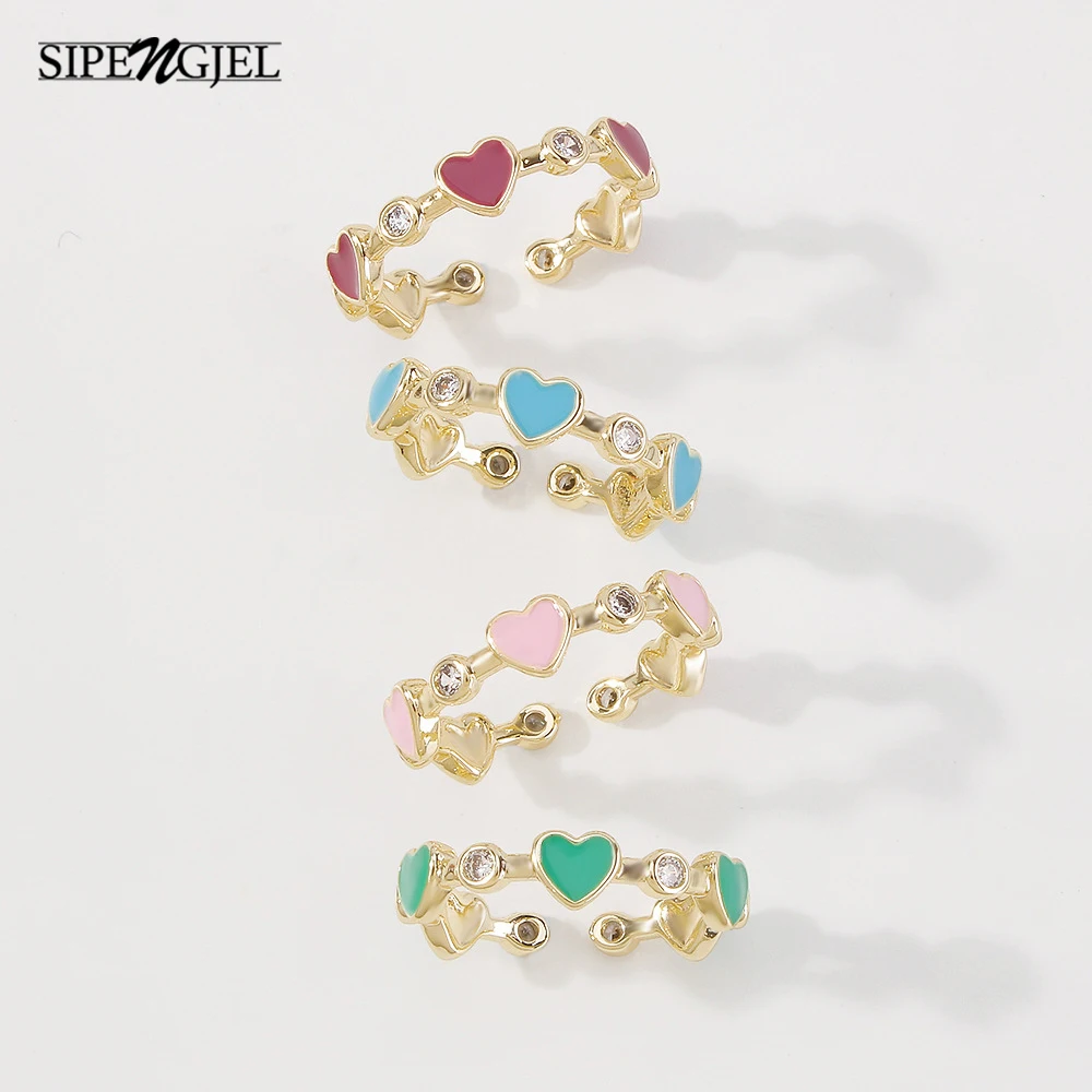 SIPENGJEL Fashion Colorful Enamel Love Heart Round Open Ring Sweet Romantic Punk Vintage Rings For Women Jewelry Gift
SIPENGJEL Fashion Colorful Enamel Love Heart Round Open Ring Sweet Romantic Punk Vintage Rings For Women Jewelry Gift