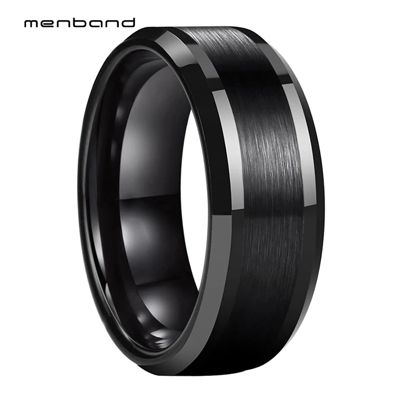 Tungsten Couple Ring Men Women Black Wedding Band With Center Brush And Polish Beveled Finish 6MM 8MM Comfort Fit
Tungsten Couple Ring Men Women Black Wedding Band With Center Brush And Polish Beveled Finish 6MM 8MM Comfort Fit