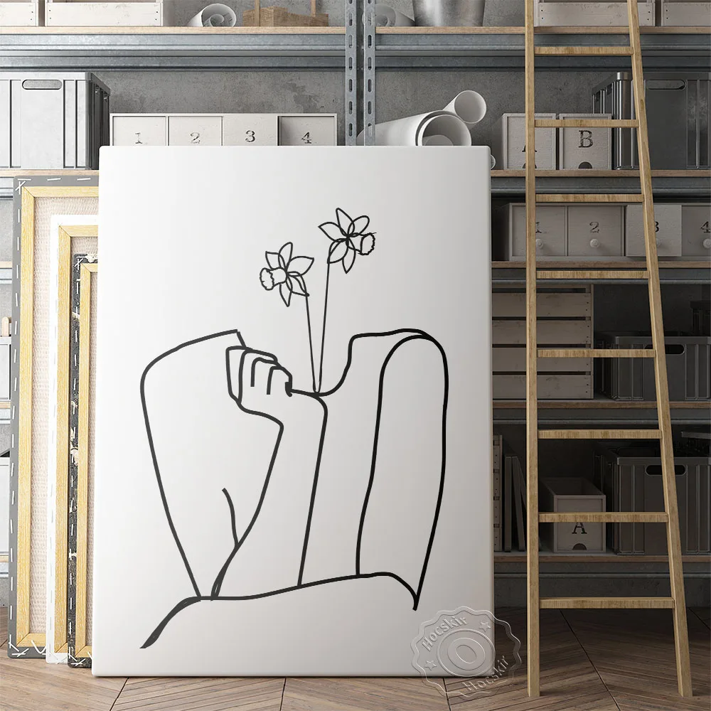 Flower Man One Line Art Prints, Human Body Outline Wall Sticker, Black White Abstract Wall Art Painting, Minimalist Wall Picture
Flower Man One Line Art Prints, Human Body Outline Wall Sticker, Black White Abstract Wall Art Painting, Minimalist Wall Picture