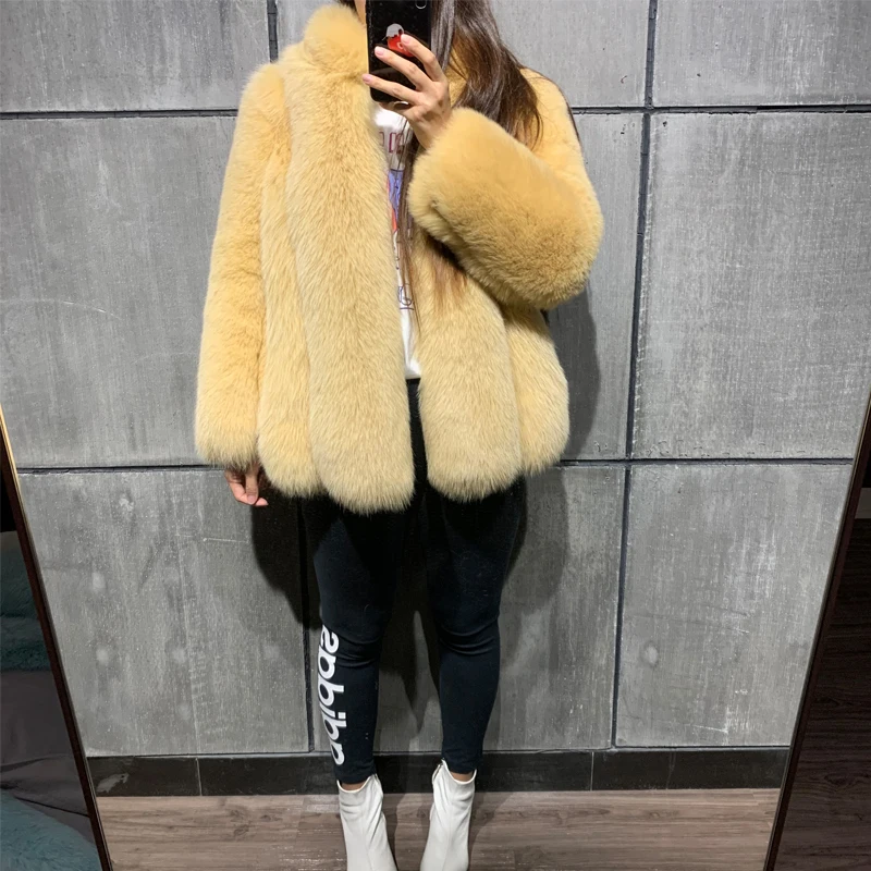 fox real new ladies women natural fur coat
