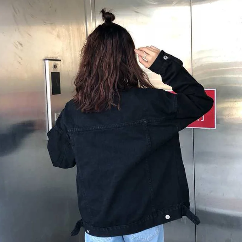 Women Basic Denim Jackets Black Solid Classic Outwear Pockets Loose Wind-proof Korean Style Trendy Good-quality Females Teenager
Women Basic Denim Jackets Black Solid Classic Outwear Pockets Loose Wind-proof Korean Style Trendy Good-quality Females Teenager