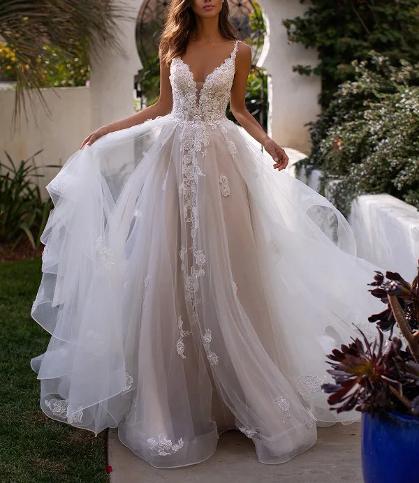 Vestido De Noiva New Wedding Dress 2019Tulle Bridal Gown Summer Bride Dresses V-Neck Sleeveless Backless Long Train Bridal Gowns
Vestido De Noiva New Wedding Dress 2019Tulle Bridal Gown Summer Bride Dresses V-Neck Sleeveless Backless Long Train Bridal Gowns