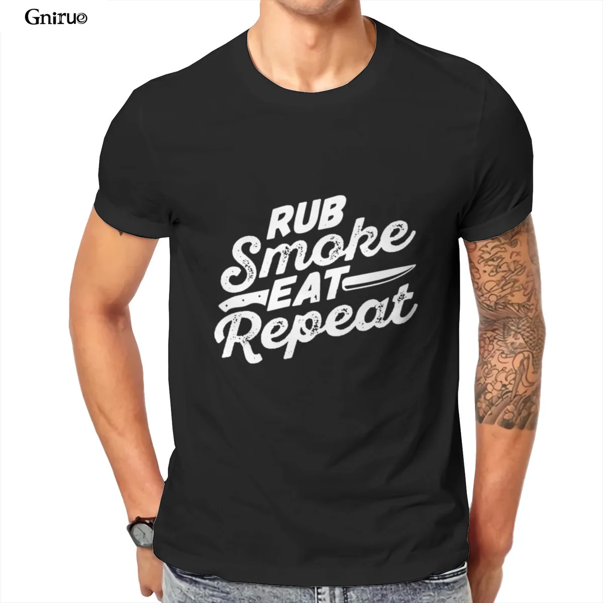 

Wholesale RUB SMOKE EAT REPEAT bbq grilling smoking meat coo Mens T-Shirt Games New Female Aesthetic 105391