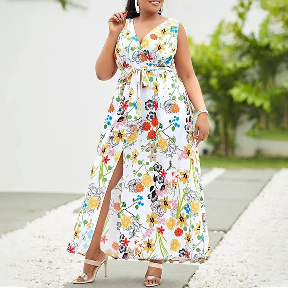 Summer 2021 New V-neck Loose Thin Printing High Waist Bandage Sleeveless Casual Women's Dress Temperament Commute African
Summer 2021 New V-neck Loose Thin Printing High Waist Bandage Sleeveless Casual Women's Dress Temperament Commute African