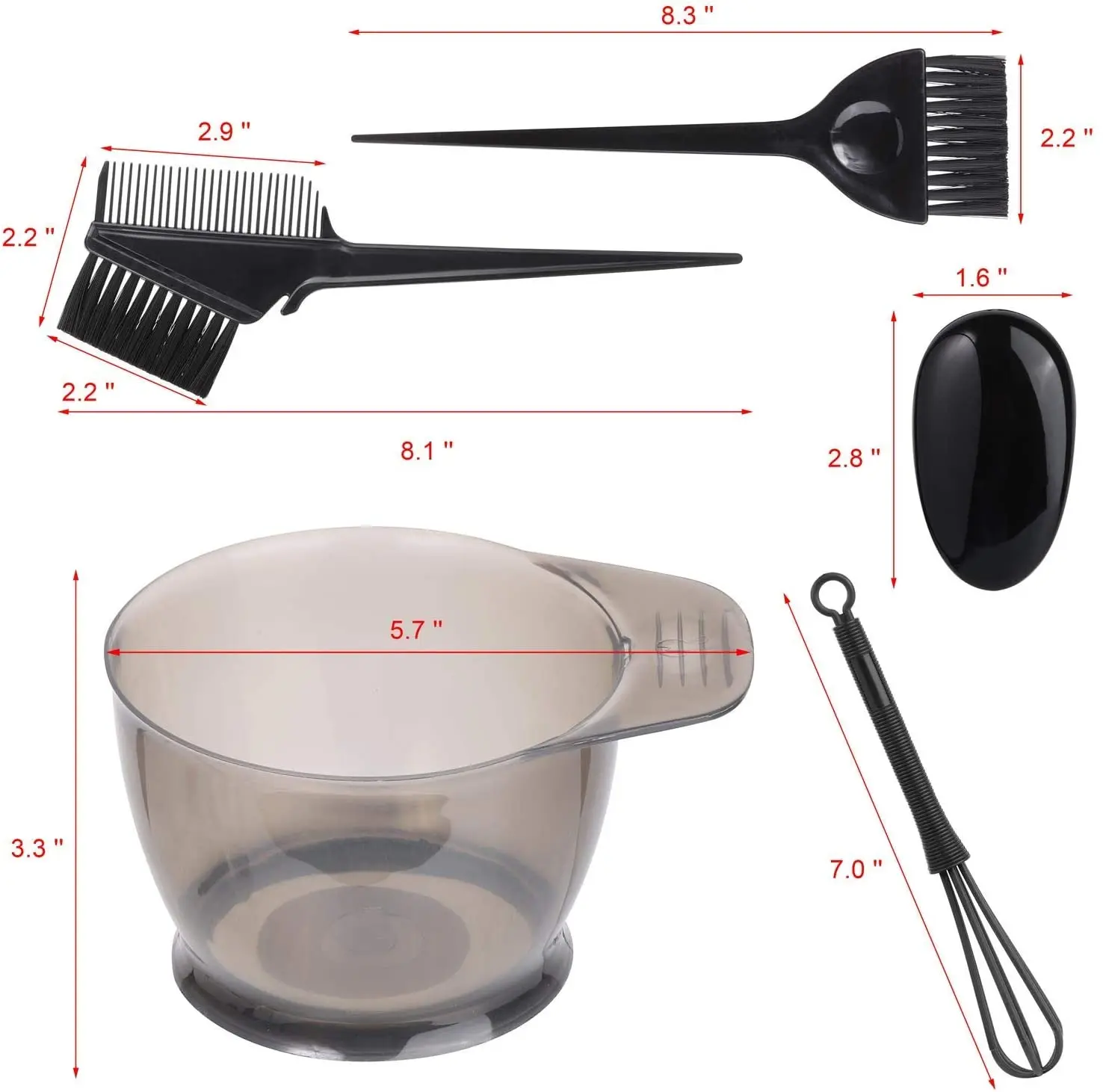 5PCS Hair Dye Color Brush Bowl Set Ear Caps Dye Mixer Salon Home Hair Coloring Dye Brush Comb Tint Dying Coloring Applicator
5PCS Hair Dye Color Brush Bowl Set Ear Caps Dye Mixer Salon Home Hair Coloring Dye Brush Comb Tint Dying Coloring Applicator