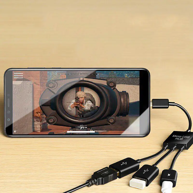 USB-кабель 3 в 1 с разъемом Мама на двойной кабель для передачи данных Micro USB зарядный