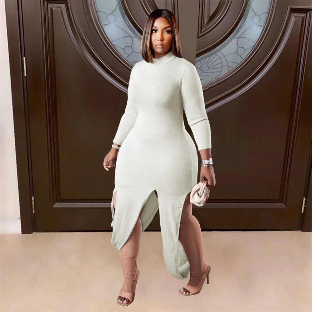 Dress Plus Size Women Fashion Round Neck Long Sleeve Irregular Split Fork Solid Color Thread Evening Dresses Wholesale
Dress Plus Size Women Fashion Round Neck Long Sleeve Irregular Split Fork Solid Color Thread Evening Dresses Wholesale