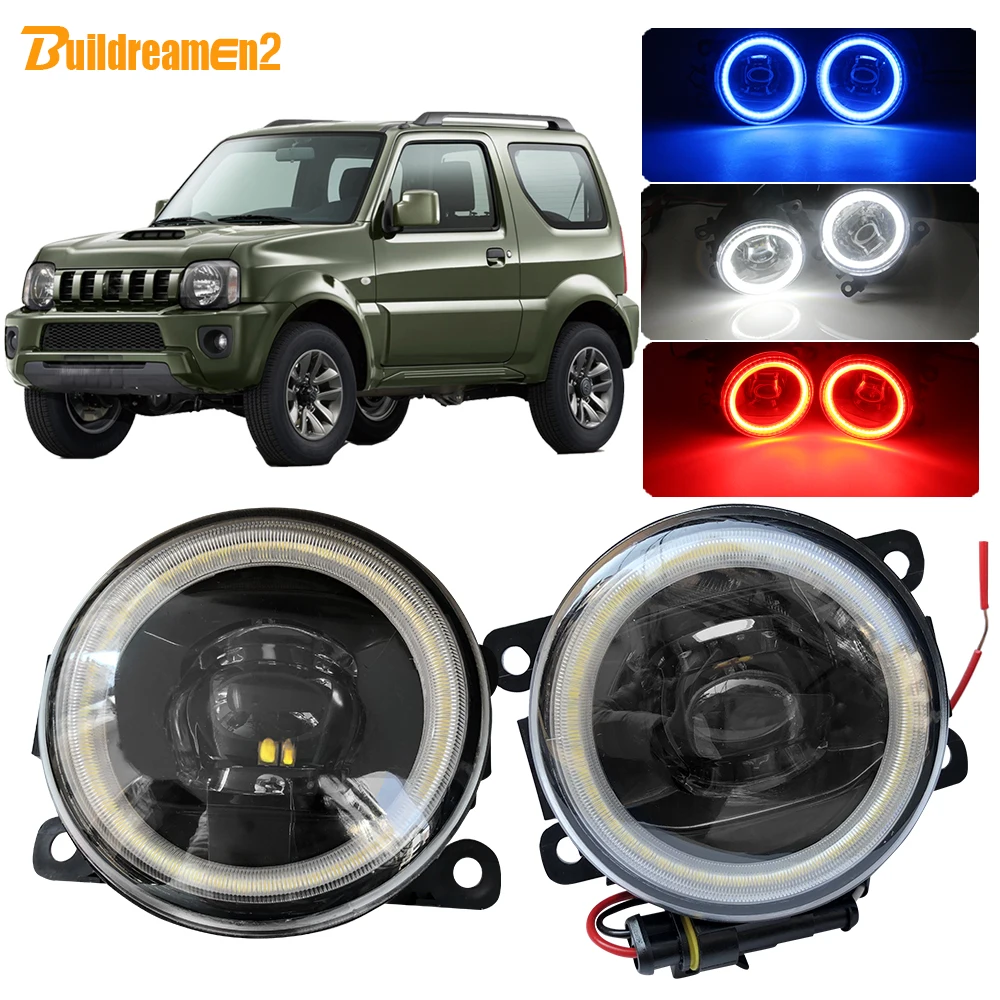 

Buildreamen2 For Suzuki Jimny FJ Closed Off-Road Vehicle 1998-2014 Car H11 LED Fog Light Angel Eye Daytime Running Light DRL 12V