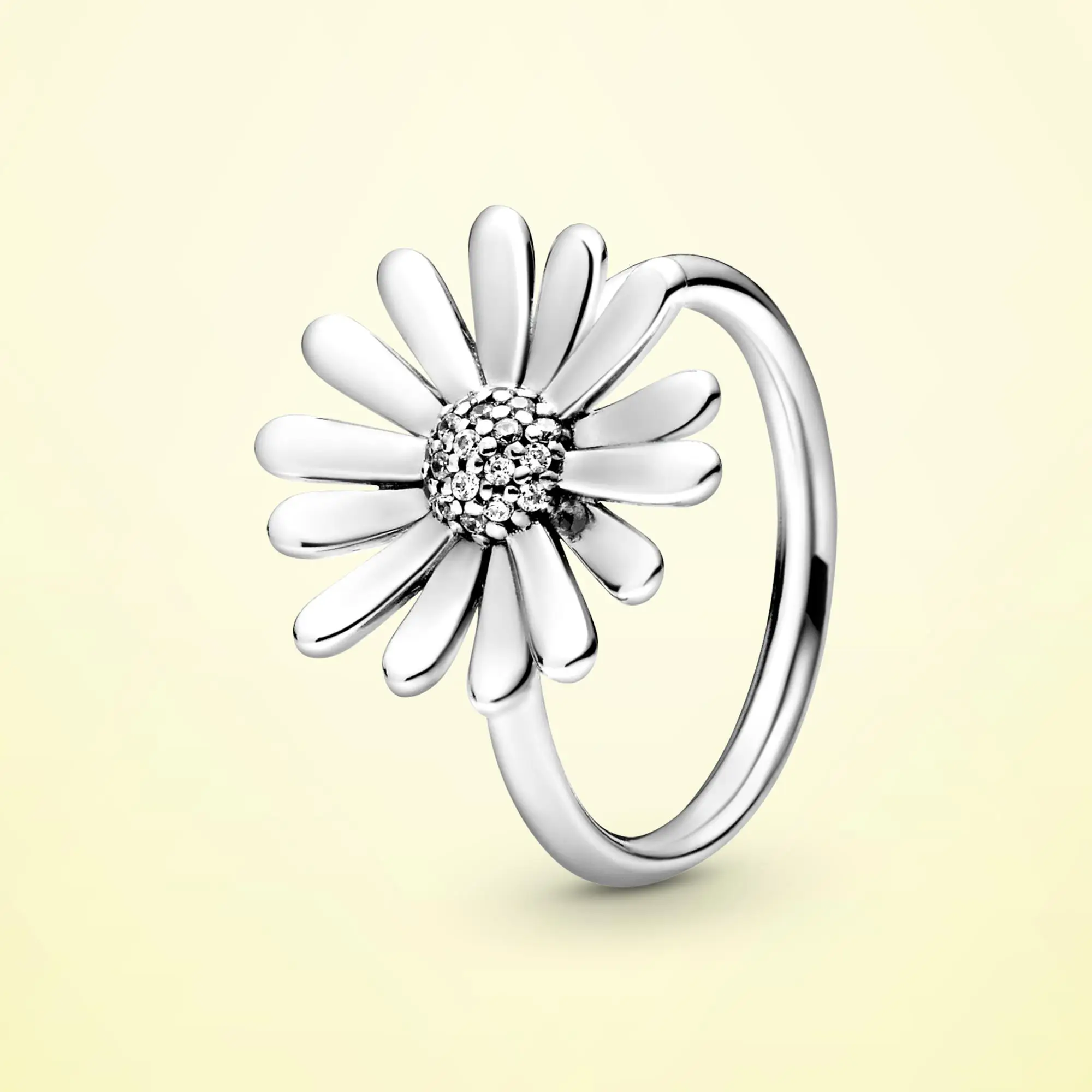 

925 Sterling Silver Pave Daisy Flower Statement Finger Ring For Women Brand Original Silver 925 Rings Gift For Girlfriend