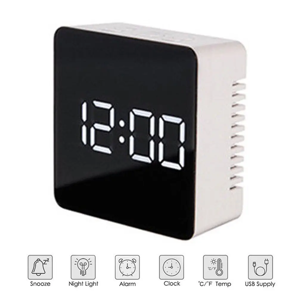 LED Alarm Clock Digital Electronic LED Mirror Clock Multifunction Temperature Snooze Large Display Home Decoration
LED Alarm Clock Digital Electronic LED Mirror Clock Multifunction Temperature Snooze Large Display Home Decoration