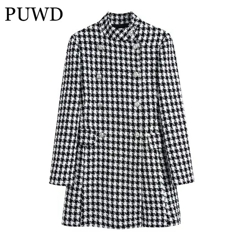 PUWD Casual Women Turn-down Collar Straight Overcoat 2021 Winter Fashion Ladies Vintage Overcoat Female Houndstooth Wool Coat
PUWD Casual Women Turn-down Collar Straight Overcoat 2021 Winter Fashion Ladies Vintage Overcoat Female Houndstooth Wool Coat