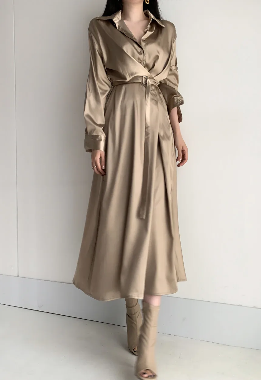 Women Satin Office Lady Shirt Solid Party Elegant Female Spring Autumn Casual Lace Up Dress
Women Satin Office Lady Shirt Solid Party Elegant Female Spring Autumn Casual Lace Up Dress