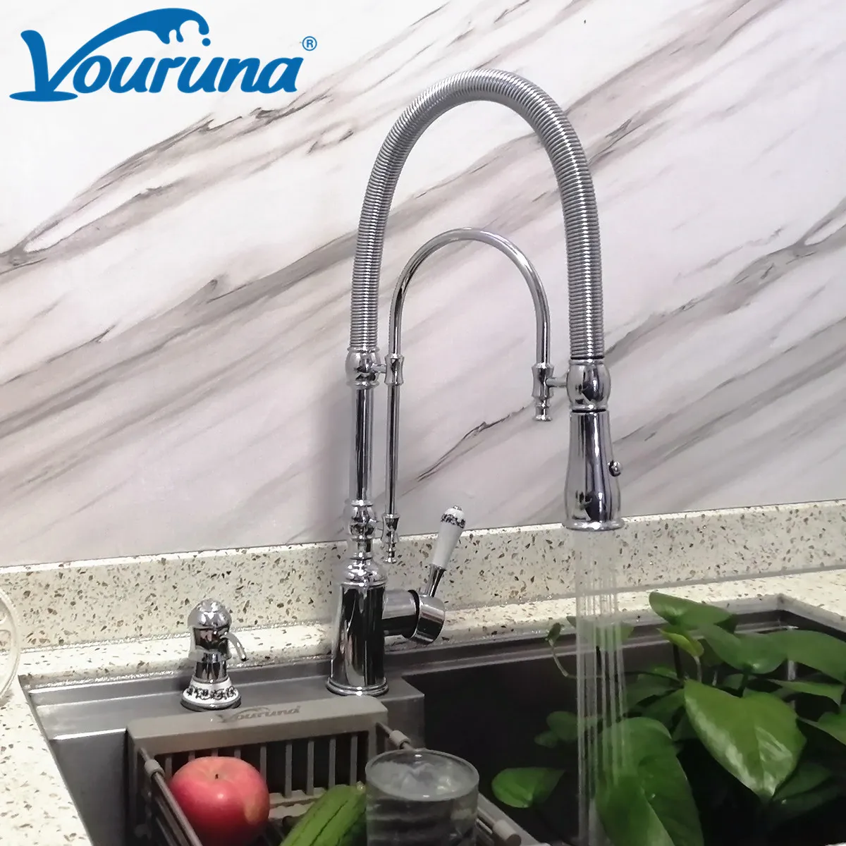 VOURUNA Professional Pre-Rinse Pull Down Kitchen Sink Faucet With Brass Sprayer Victoria Style in Chrome
VOURUNA Professional Pre-Rinse Pull Down Kitchen Sink Faucet With Brass Sprayer Victoria Style in Chrome