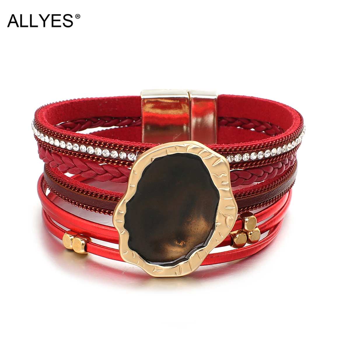 ALLYES Irregular Metal Charm Leather Bracelets for Women Fashion Multilayer Braided Wrap Bracelet Bangle Female Jewelry Gifts
ALLYES Irregular Metal Charm Leather Bracelets for Women Fashion Multilayer Braided Wrap Bracelet Bangle Female Jewelry Gifts