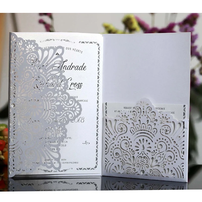 50pcs Elegant Hollow Laser Cut Wedding Invitation Card Christmas Greeting Cards Customize Business With RSVP Card Party Supplies
50pcs Elegant Hollow Laser Cut Wedding Invitation Card Christmas Greeting Cards Customize Business With RSVP Card Party Supplies