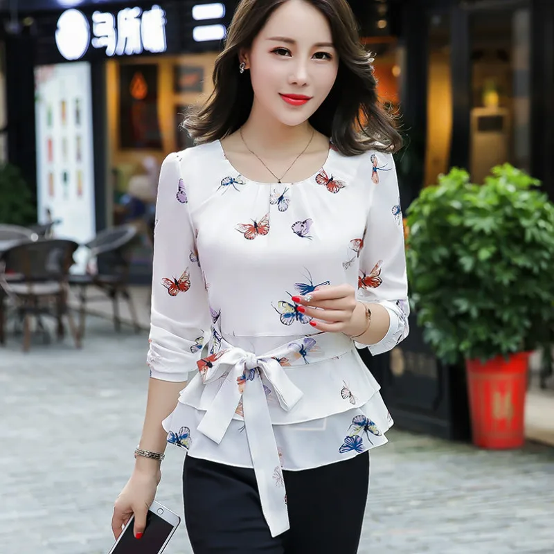 Butterfly Shirt OL Blouse Cherry White O-neck Long-sleeved Tops Spring Large Size 3XL Shirts Elegant Autumn New Feminino Camisa
Butterfly Shirt OL Blouse Cherry White O-neck Long-sleeved Tops Spring Large Size 3XL Shirts Elegant Autumn New Feminino Camisa