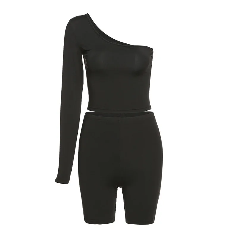 Sexy One Shoulder Solid Two Piece Set 2020 Women Fashion Street Tracksuit Casual Slim Stretch Streetwear Shorts Outfit
Sexy One Shoulder Solid Two Piece Set 2020 Women Fashion Street Tracksuit Casual Slim Stretch Streetwear Shorts Outfit