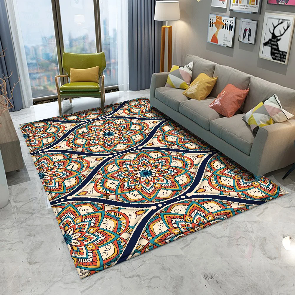 

Dropshipping Nonslip Mandala Style Colorful Floral Pattern Rug Floor Mat Bathroom Living Room Bedroom Carpet Decor Rugs