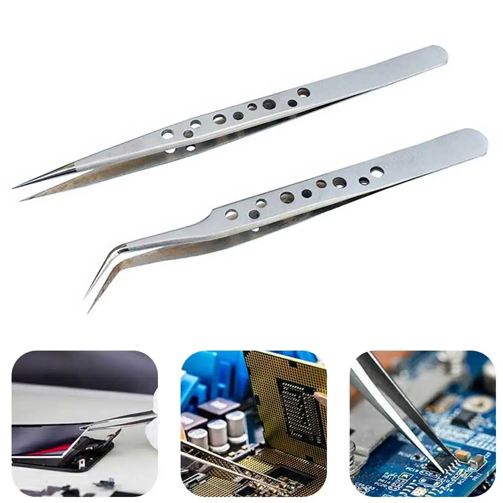 1pcs Electronics Industrial Tweezers Anti-static Curved/Straight Tip Precision Stainless Forceps Phone Repair Hand Tools
1pcs Electronics Industrial Tweezers Anti-static Curved/Straight Tip Precision Stainless Forceps Phone Repair Hand Tools
