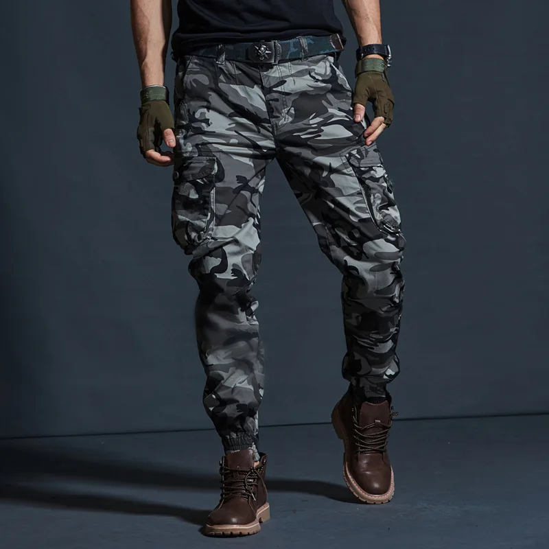 

Брюки-карго мужские камуфляжные, тактические Джоггеры в стиле милитари, много карманов, повседневные модные черные армейские штаны, хаки
