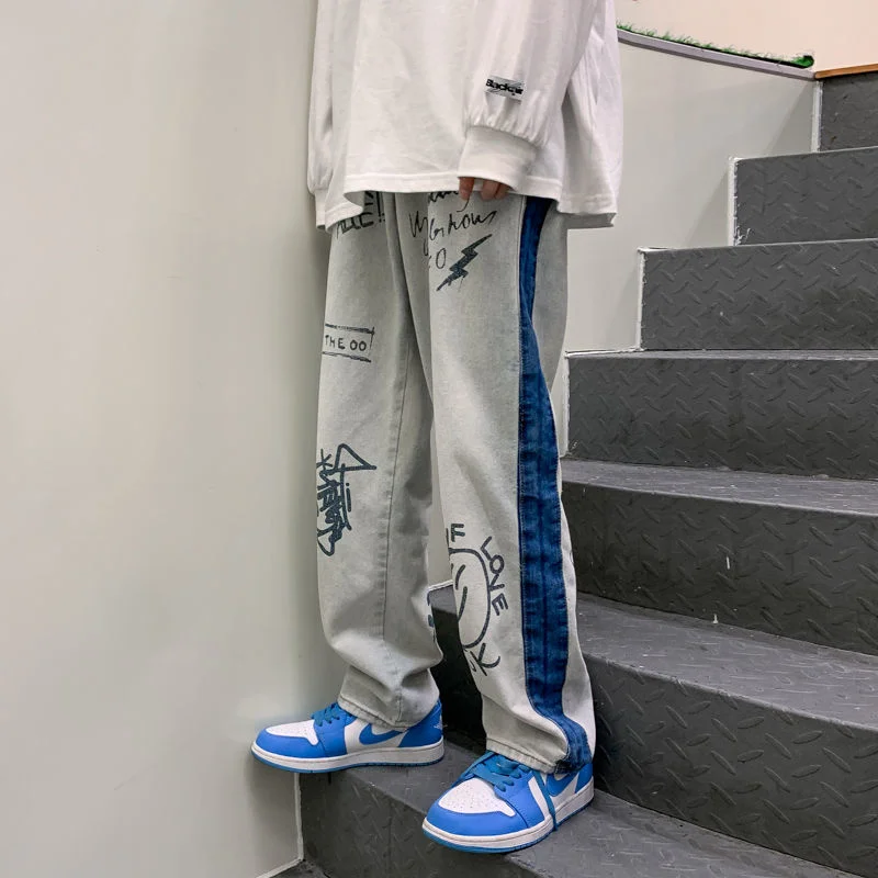 2021 Men's Baggy Homme Cargo Pocket Classic Jeans Black/blue Color Loose Printing Casual Pants Biker Denim Trousers Size M-2xl
2021 Men's Baggy Homme Cargo Pocket Classic Jeans Black/blue Color Loose Printing Casual Pants Biker Denim Trousers Size M-2xl