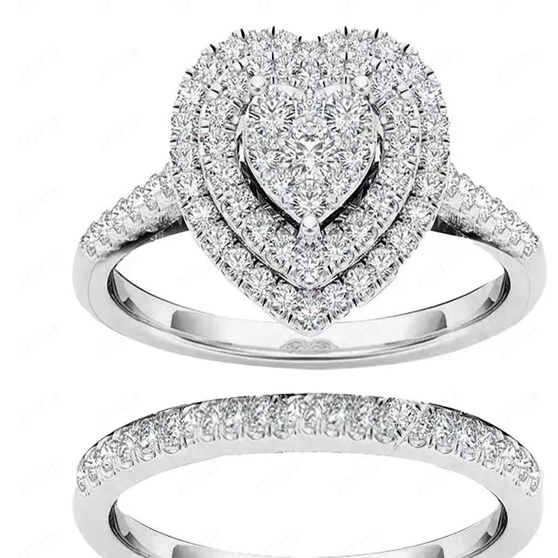 2Pcs/set New Fashion Luxury Gold Color Heart Set Ring Love Couple Zircon Bridal Wedding Party Engagement Jewelry Valentines Gift
2Pcs/set New Fashion Luxury Gold Color Heart Set Ring Love Couple Zircon Bridal Wedding Party Engagement Jewelry Valentines Gift