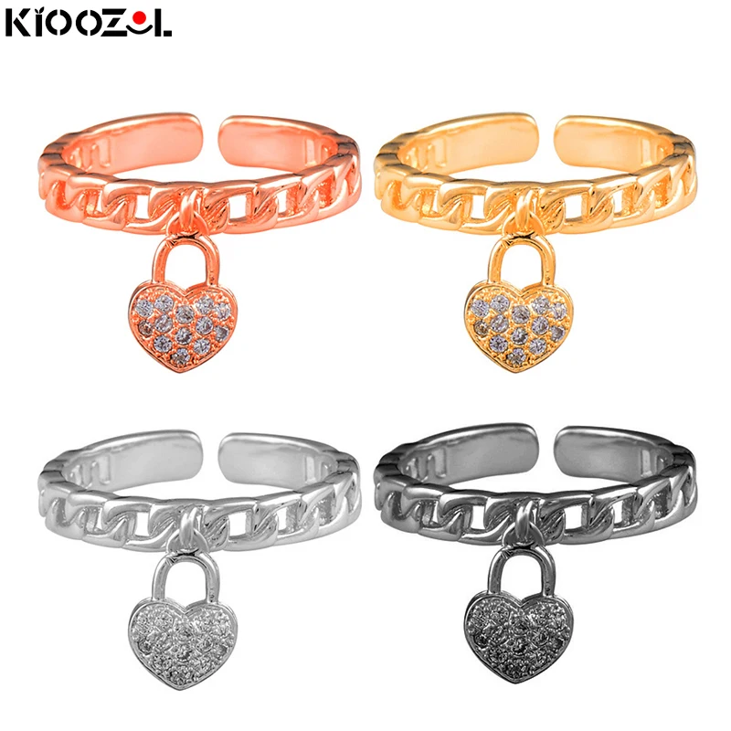 KIOOZOL Unique Design Cubic Zirconia Love Lock Pendant Gold Silver Color Ring Women Wedding Party Jewelry Gift 132 KO2
KIOOZOL Unique Design Cubic Zirconia Love Lock Pendant Gold Silver Color Ring Women Wedding Party Jewelry Gift 132 KO2