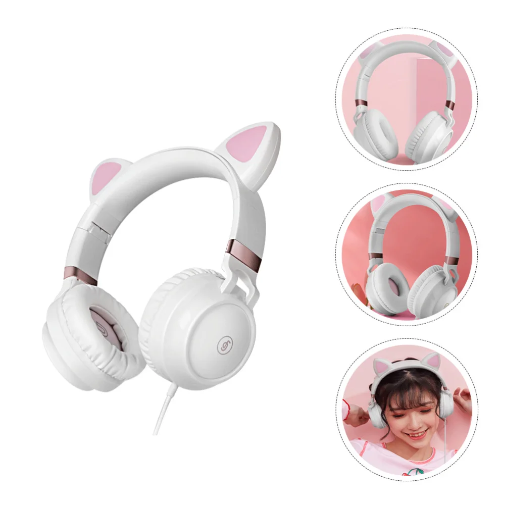 Wired Cat Ear Computer Headset Practical Computer Headset Portable Phone Headset
