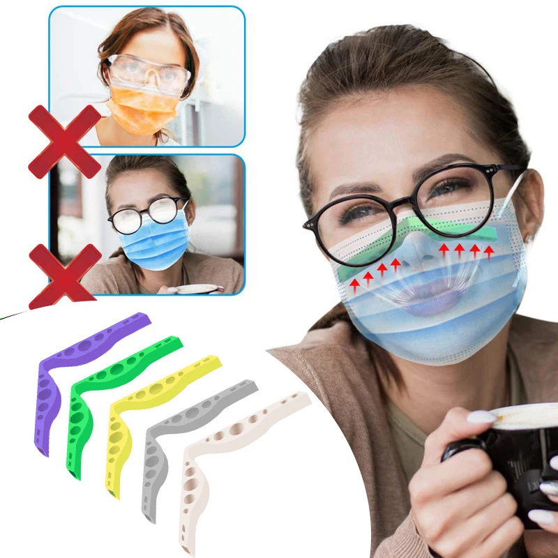 

5pcs Hot 3D Mouth Mask Support Nose Bridge Silicone Bracket Anti-fogging Glasses Reusable Mask Holder Fashionable And Novel De