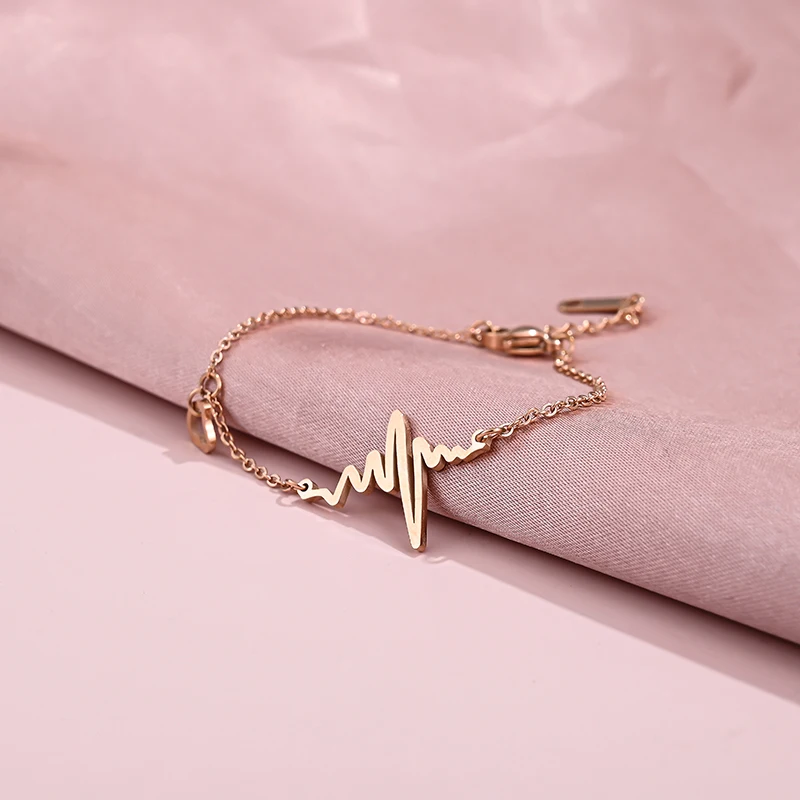 Korean Fashion Sweet Love Heartbeat Women Bracelets Elegant No Fade Rose Gold Stainless Steel Link Bracelet Jewelry Female
Korean Fashion Sweet Love Heartbeat Women Bracelets Elegant No Fade Rose Gold Stainless Steel Link Bracelet Jewelry Female