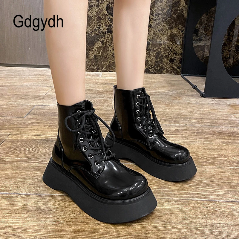Gdgydh Big Head Womens Combat Boots Platform Heels Lace Up Patent Leather Gothgirl Gothic Shoes Comfort Mid Calf Boots
Gdgydh Big Head Womens Combat Boots Platform Heels Lace Up Patent Leather Gothgirl Gothic Shoes Comfort Mid Calf Boots