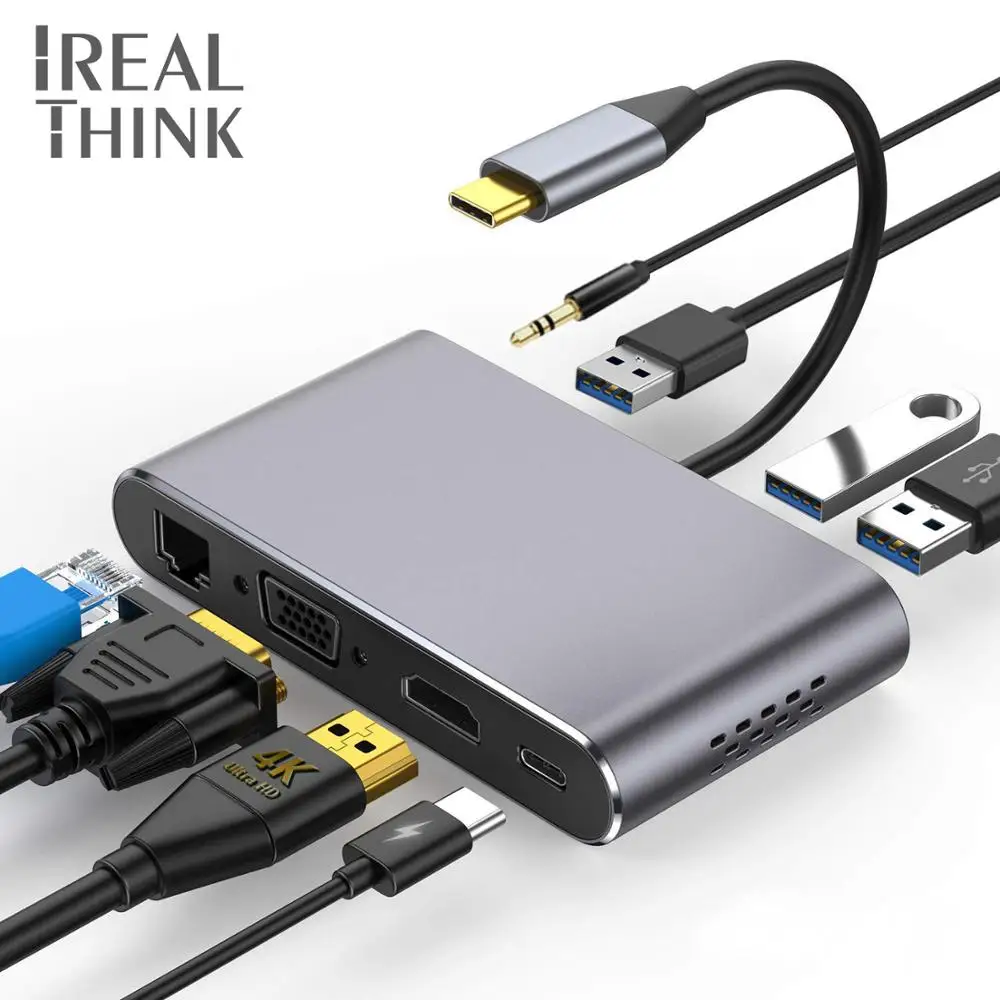 IREALTHINK USB C HUB Type C Adapter 8 IN 1 Macbook Pro Laptop converter Dock splitter USB 3.1 Type C hub HDMI-compatible Adapter
IREALTHINK USB C HUB Type C Adapter 8 IN 1 Macbook Pro Laptop converter Dock splitter USB 3.1 Type C hub HDMI-compatible Adapter
