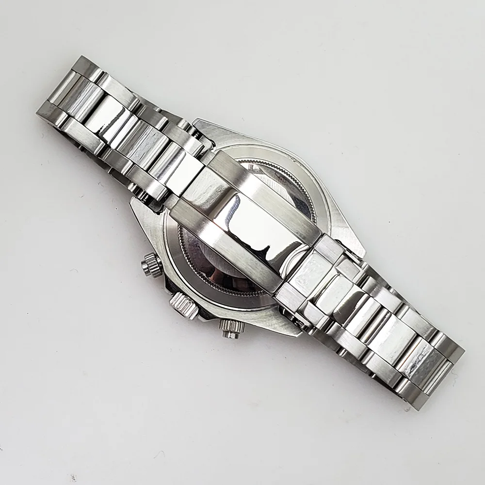 Chronograph quartz watch fashion 39mm sapphire glass silver case 316L stainless steel bracelet A2
Chronograph quartz watch fashion 39mm sapphire glass silver case 316L stainless steel bracelet A2