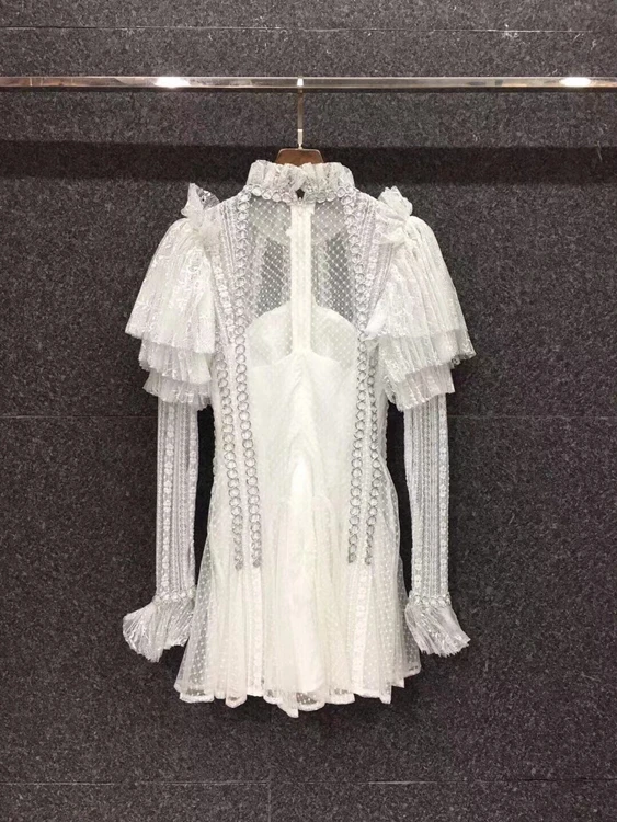 2021 early spring new women's bowknot polka dot lace perspective stitching tie knotted dress 114
2021 early spring new women's bowknot polka dot lace perspective stitching tie knotted dress 114