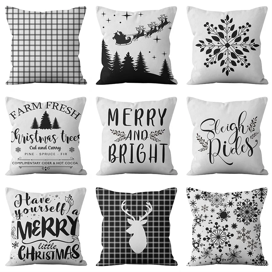 2022 New Merry Christmas Decor Throw Pillow Case Black White Grid Check Tartan Cushion Covers for Home Sofa Chair Art Decorative
2022 New Merry Christmas Decor Throw Pillow Case Black White Grid Check Tartan Cushion Covers for Home Sofa Chair Art Decorative