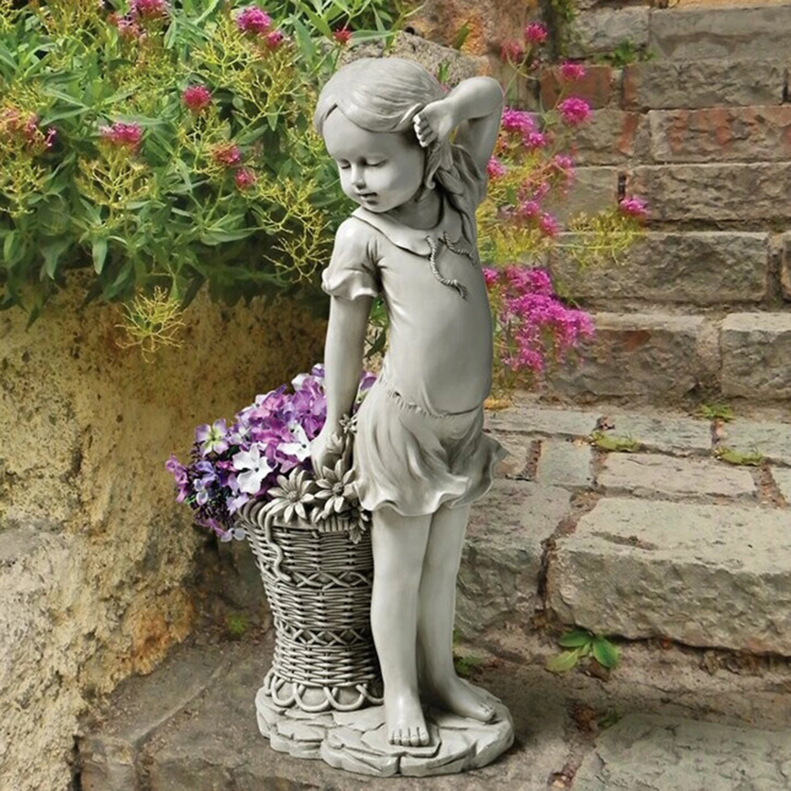 Resin Flower Girl Garden Statue Adorable Child Ornament Garden Decor Child Figurine Planter Basket Ornament
Resin Flower Girl Garden Statue Adorable Child Ornament Garden Decor Child Figurine Planter Basket Ornament