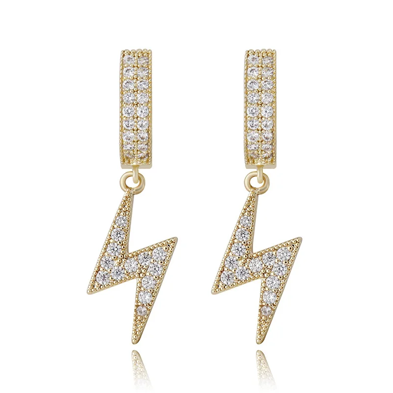 Hot Selling Lightning Earring Gold Silver Color Full Cubic Zircon Women Fashion Hip Hop Jewelry For Women Gift 
Hot Selling Lightning Earring Gold Silver Color Full Cubic Zircon Women Fashion Hip Hop Jewelry For Women Gift