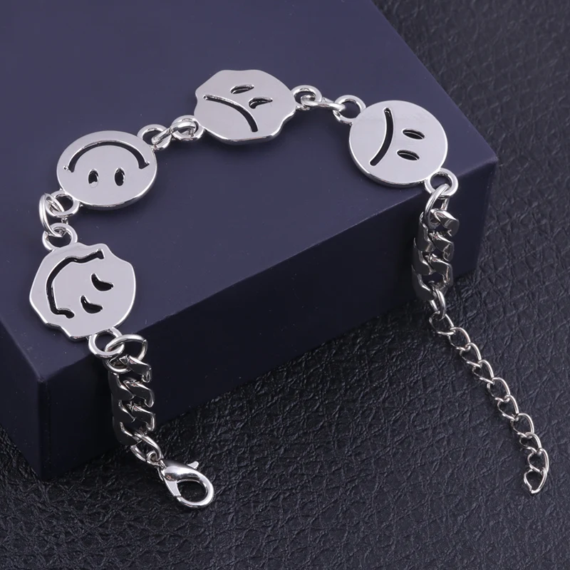 Punk Smile Silver Color Crying Face Bracelet Chain Street Hip Hop Stainless Steel Necklace Bracelet For Women Girl Men Jewelry
Punk Smile Silver Color Crying Face Bracelet Chain Street Hip Hop Stainless Steel Necklace Bracelet For Women Girl Men Jewelry