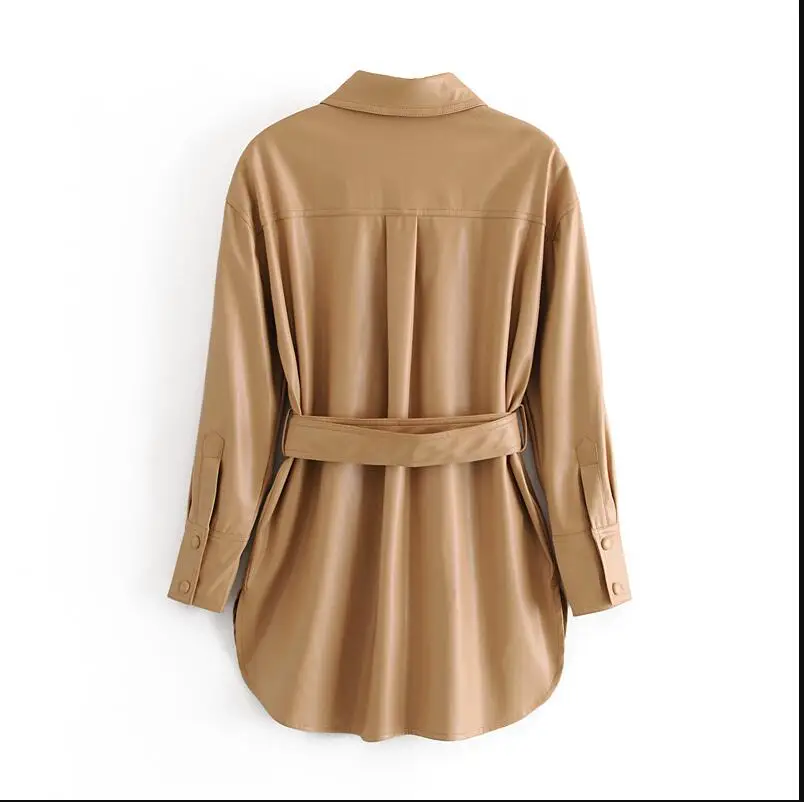 2020 New Arrive women Pu Leather Coat Spring Fashion Solid color Long Sleeve sashes design tops 
2020 New Arrive women Pu Leather Coat Spring Fashion Solid color Long Sleeve sashes design tops