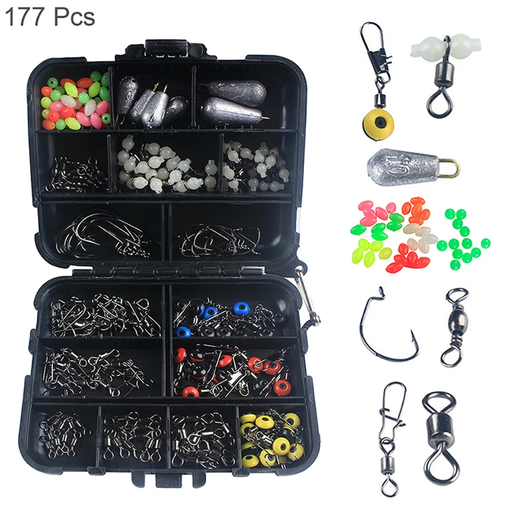 177Pcs Fishing Kit Accessories Hooks Fishing Beads Tackle Box Durable High Quality Space Bean Connector Luminous Gourd hook
177Pcs Fishing Kit Accessories Hooks Fishing Beads Tackle Box Durable High Quality Space Bean Connector Luminous Gourd hook