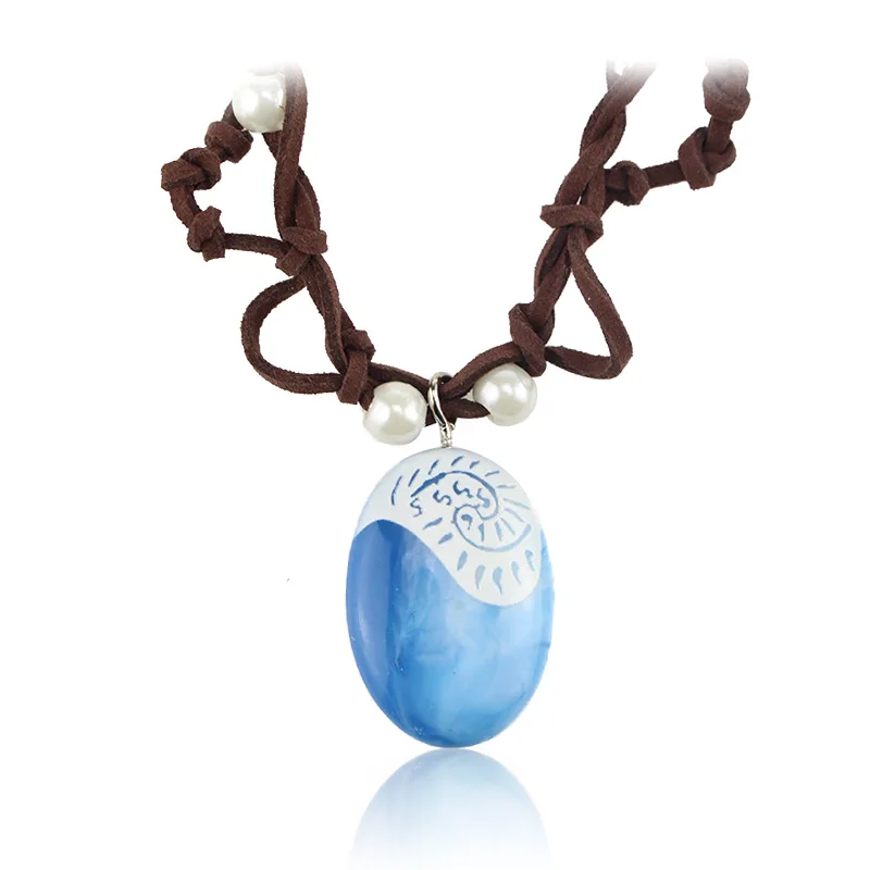 Ожерелье из океанской веревки Moana с подвеской синего камня женское колье-чокер