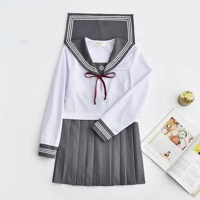 

Школьная форма Jk, милое платье Jpanese Kawaii, изысканная вышивка, костюм преппи, короткий топ с длинным рукавом и юбка