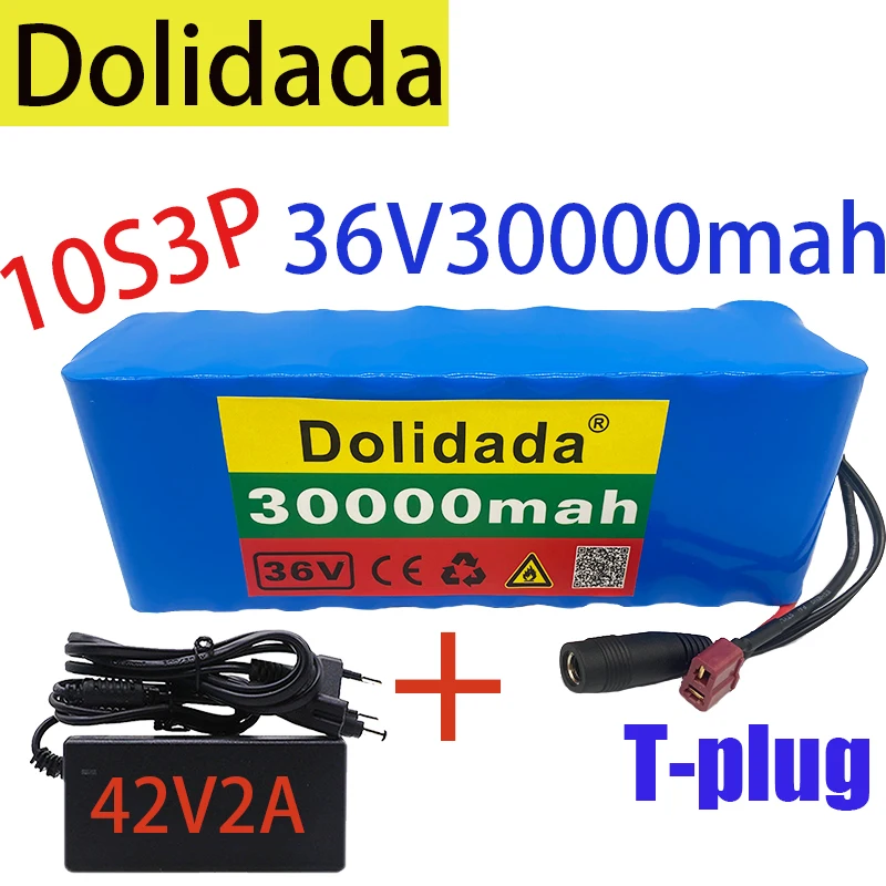 New 10S3P 36V 30Ah T-plug 500W high power capacity battery pack 30000mAh electric bicycle bicycle scooter BMS with charger
New 10S3P 36V 30Ah T-plug 500W high power capacity battery pack 30000mAh electric bicycle bicycle scooter BMS with charger