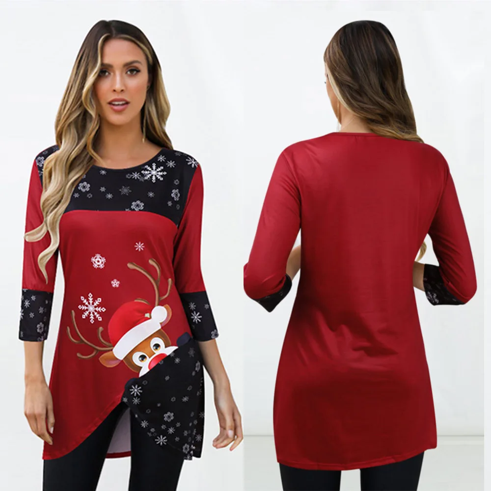 Women Christmas Snowflake Deer Printed Long Sleeve O Neck Top Lady Festival Vintage Casual Loose Blouses Loungewear
Women Christmas Snowflake Deer Printed Long Sleeve O Neck Top Lady Festival Vintage Casual Loose Blouses Loungewear